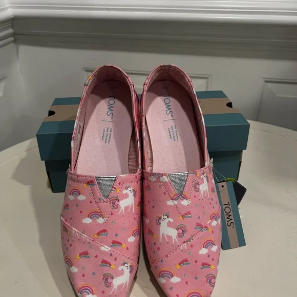 Toms Pink Unicorn Slip-On Shoes - Picture 1 of 2